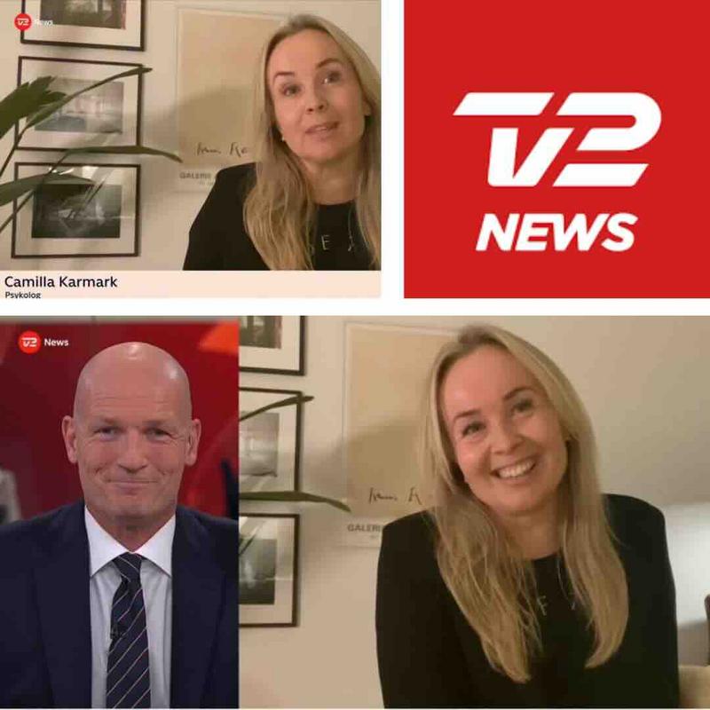 Collage af Camilla i TV2News
